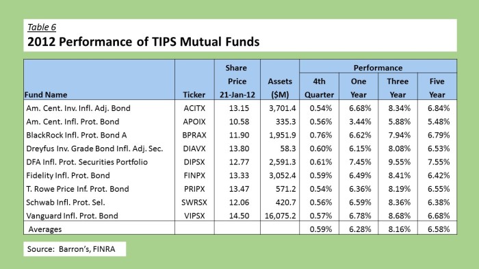 2012 TIPS Mutual Funds